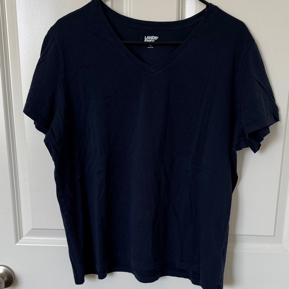 Lands' End Navy V-Neck T-Shirt